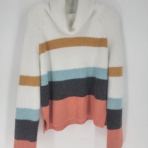 Abound Soft Chunky White Colorblock Turtleneck Large